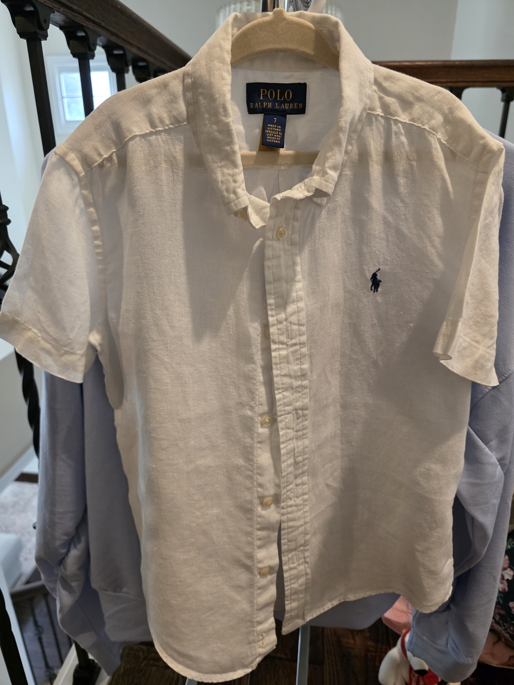 Polo by Ralph Lauren White Short-Sleeve Button-Down Shirt with Navy Pony